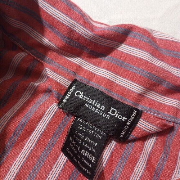 Christian Dior Monsieur Men's XL Pajama Shirt Button Up Striped Long Sleeve - Picture 3 of 7